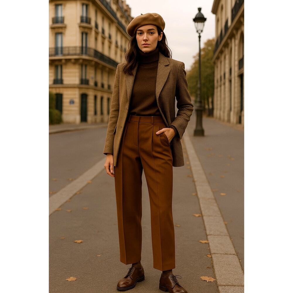 Wide-Leg Trousers in Rich Brown